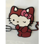 HELLO KITTY DRESS AS A CUTE DEVIL ( PAPER CUT OFF ABOUT 5 INCHES TALL)