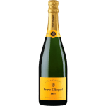 Bottle of Veuve Clicquot champagne on a plain background