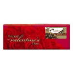 Red Valentine’s Day candy box with assorted chocolates