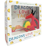 Book and toy set in a taco-themed box with a red dragon plush