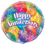 Round multicolor balloon with "Happy Anniversary" text
