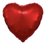 Red heart-shaped foil balloon on a white background