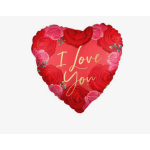 Heart-shaped balloon with red roses and "I Love You" text