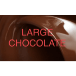 Large chocolate dessert with text overlay