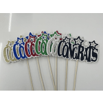 Glittery star-topped congratulation signs on sticks