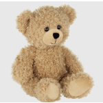 Plush teddy bear with tan fur and beige paws