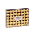 Box of Ferrero Rocher chocolates in gold wrappers