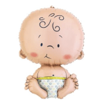 Cartoon baby-shaped foil balloon with a diaper
