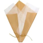 Two-tone floral wrapping sleeves tied with a thin ribbon