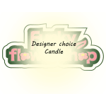 Designer choice candle graphic with pastel flower shop lettering