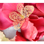 Pink flower petals with a decorative butterfly accent