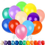 Assorted colorful balloons on a white background