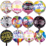 Assorted round birthday balloons with colorful printed designs