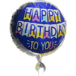 Round birthday balloon with "Happy Birthday to You" text