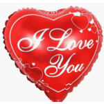 Red heart-shaped balloon with "I Love You" text