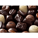 Assorted chocolate truffles in dark, milk, and white chocolate