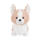 Plush corgi dog toy with tan, white, and black features