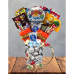 Pink Birthday candy bouquet in pretty tea glass