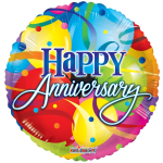 Round multicolor balloon with "Happy Anniversary" text