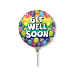 Round balloon with "GET WELL SOON" text and colorful balloon pattern