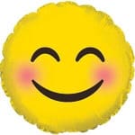Yellow smiley face balloon with pink cheeks