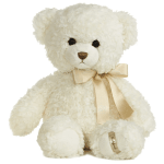White teddy bear with a satin ribbon bow