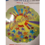Round balloon with colorful stars and "Congratulations!" text