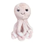 Soft pink plush octopus with a smiling face and curled tentacles