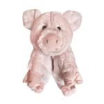 Soft pink plush pig stuffed animal with floppy legs facing forward