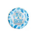 Blue "It's a Boy" balloon with baby footprints