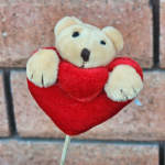 Miniature Teddy Bear Heart Pick for Bouquet