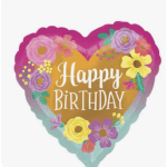 Heart Flower Happy Birthday Balloon