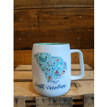 Ceramic Mug with the State of South Carolina Printed on it.