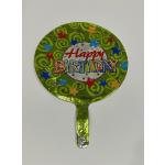 9inch Happy Birthday Balloon on Stick Green Background