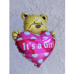 " It's a Girl " Cute Small Teddy Bear Balloon Pink color.