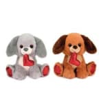 9"H Plush Sitting Dogs w/Glittered Heart