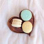 4.5" Handmade Heart-Shaped Coaster with Set Of 3 Artisanal Macaroons
