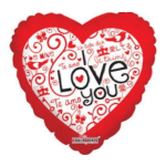9" Airfill I Love You Balloon Languages