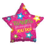 9" Airfill Thanks Pink Star Balloon
