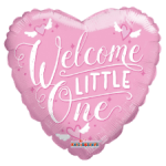 9" Airfill Welcome Little One Heart Balloon- Pink