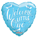 9" Airfill Welcome Little One Heart Balloon- Blue