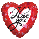 9" Airfill I love You Swirls and Hearts Balloon