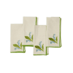 Lily of the Valley Set of 4 Embroidered Napkins-Blue