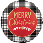 18" Plaid Merry Christmas Mylar