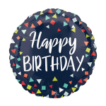 18" Geometric Confetti Happy Birthday Mylar