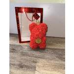 Beautiful artificial rose bear with Mother's Day message and metal wreath