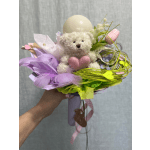 Silk Symphony White Teddy Bouquet