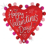 27" Valentine Pom Pom Heart Holographic Balloon