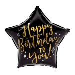 Happy Birthday Black Star Mylar