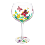 Painted Floral Wine Glass - Red
